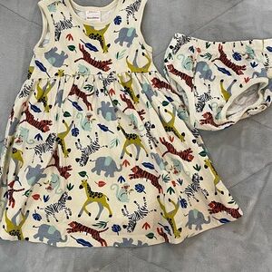 Hanna Andersson Cream Jungle Print Dress and Bloomers